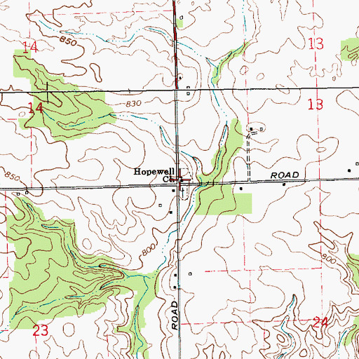 Topographic Map of Hopewell Church, IN