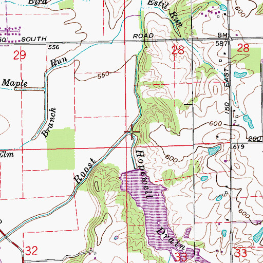 Topographic Map of Hopewell Drain, IN