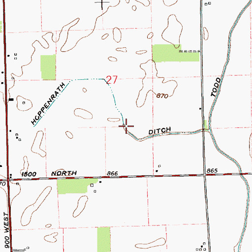 Topographic Map of Hoppenrath Ditch, IN
