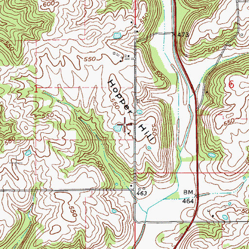 Topographic Map of Hopper Hill, IN