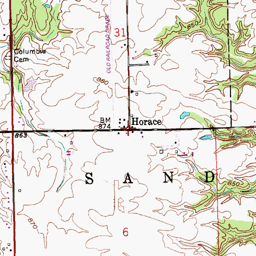 Topographic Map of Horace, IN