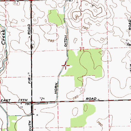 Topographic Map of Horn Ditch, IN