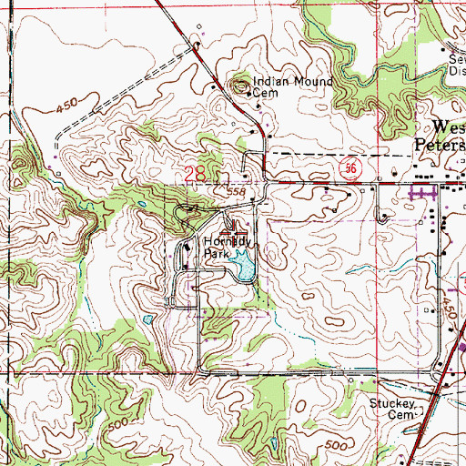 Topographic Map of Hornady Park, IN