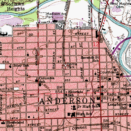 Topographic Map of Horne Park, IN
