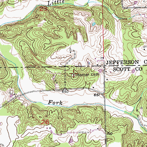 Topographic Map of Horner Cemetery, IN