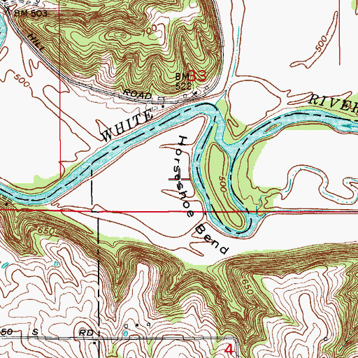Topographic Map of Horseshoe Bend, IN
