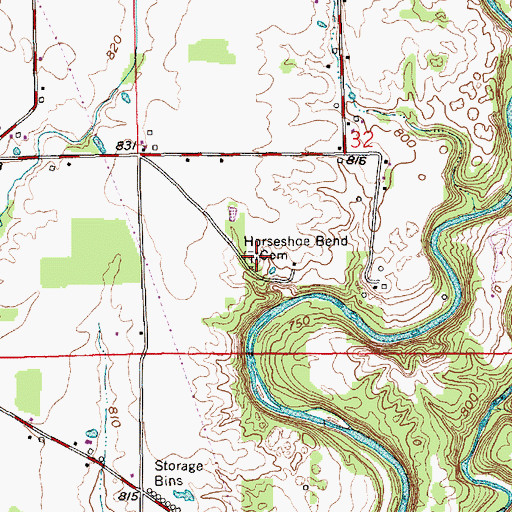 Topographic Map of Horseshoe Bend Cemetery, IN