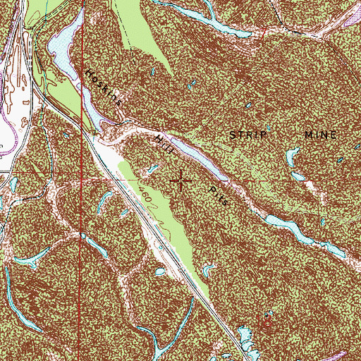 Topographic Map of Hoskins Pits, IN