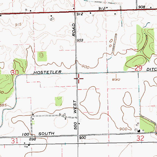 Topographic Map of Hostetler Ditch, IN