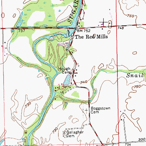 Topographic Map of Hough Cemetery, IN