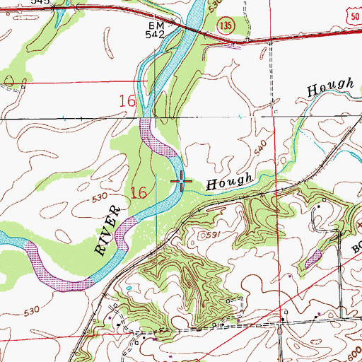 Topographic Map of Hough Creek, IN