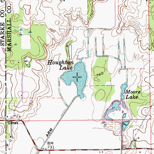 Topographic Map of Houghton Lake, IN