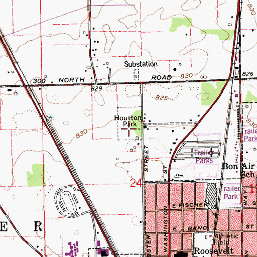 Topographic Map of Houston Park, IN