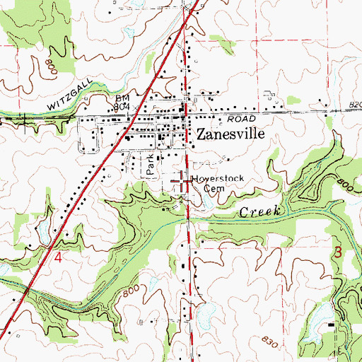 Topographic Map of Hoverstock Cemetery, IN