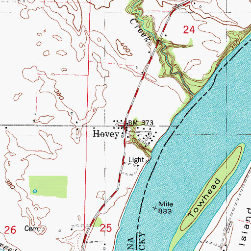 Topographic Map of Hovey, IN