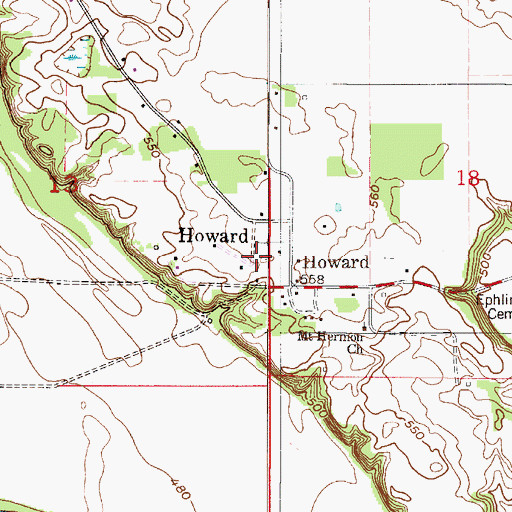 Topographic Map of Howard, IN