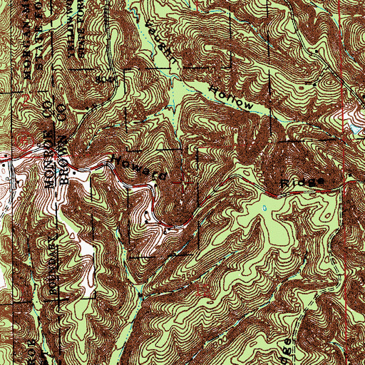 Topographic Map of Howard Ridge, IN