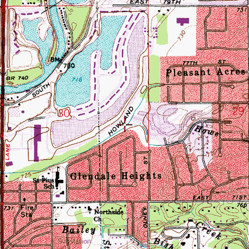 Topographic Map of Howe Creek, IN