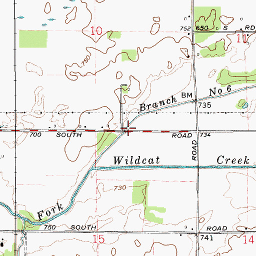 Topographic Map of Branch Number Six, IN
