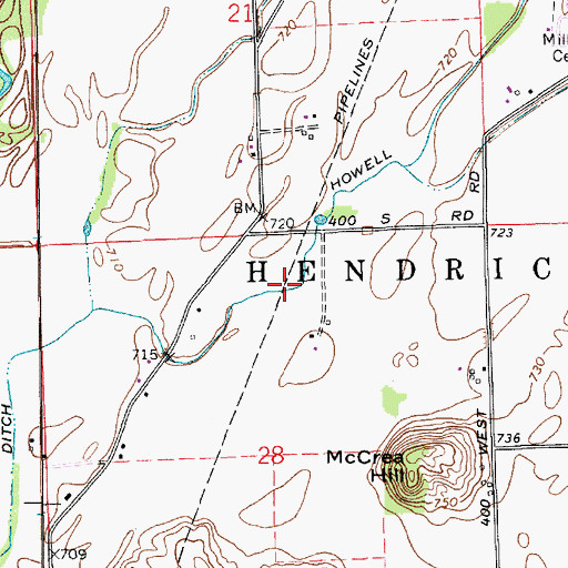 Topographic Map of Howell Ditch, IN