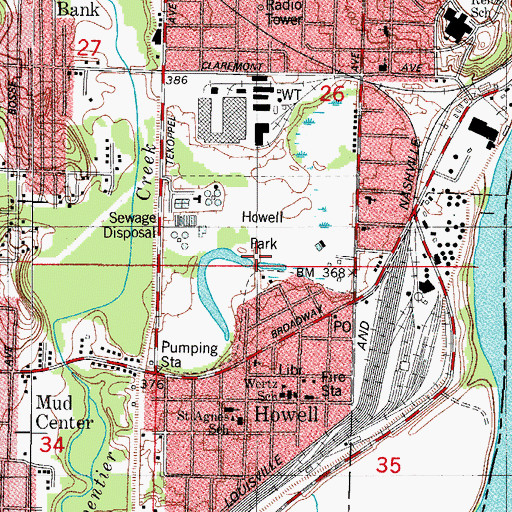 Topographic Map of Howell Park, IN