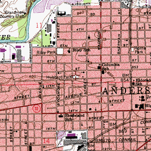 Topographic Map of Hubbard Park, IN