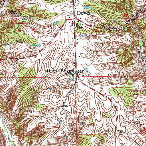 Topographic Map of Huber - Briggs Cemetery, IN