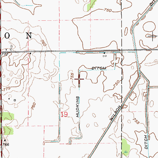 Topographic Map of Hudkins Ditch, IN