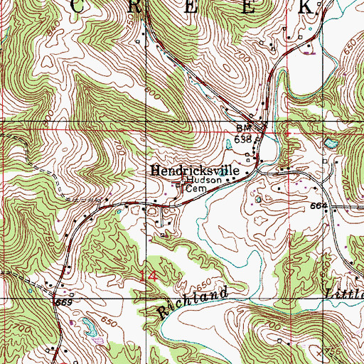 Topographic Map of Hudson Cemetery, IN