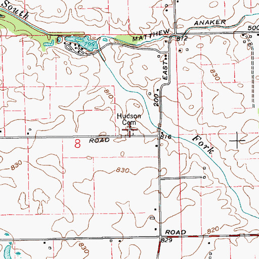 Topographic Map of Hudson Cemetery, IN