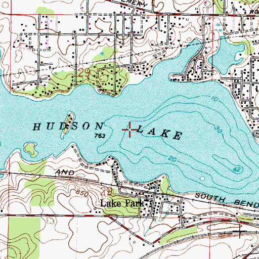 Topographic Map of Hudson Lake, IN