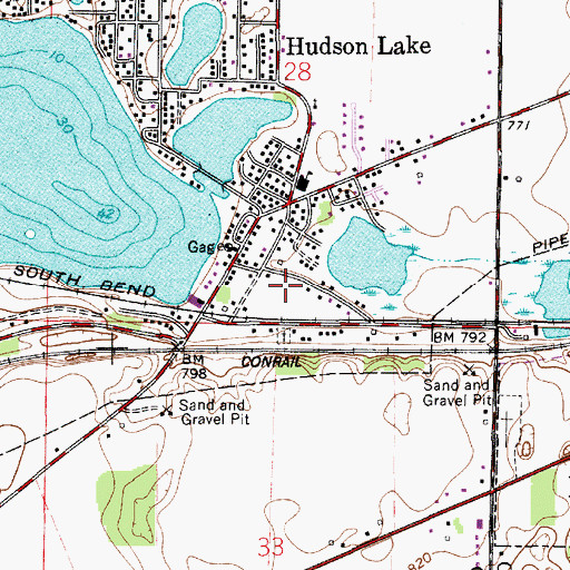Topographic Map of Hudson Lake, IN