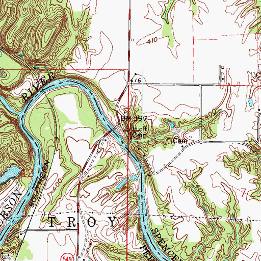 Topographic Map of Huff Cemetery, IN