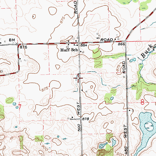 Topographic Map of Huff School, IN