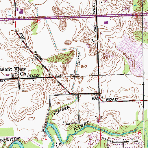 Topographic Map of Huffer Ditch, IN