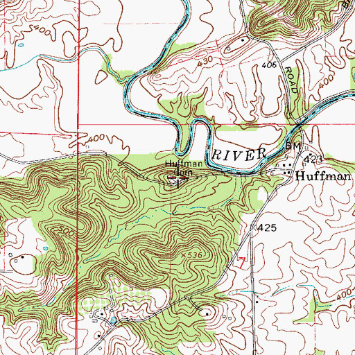 Topographic Map of Huffman Cemetery, IN