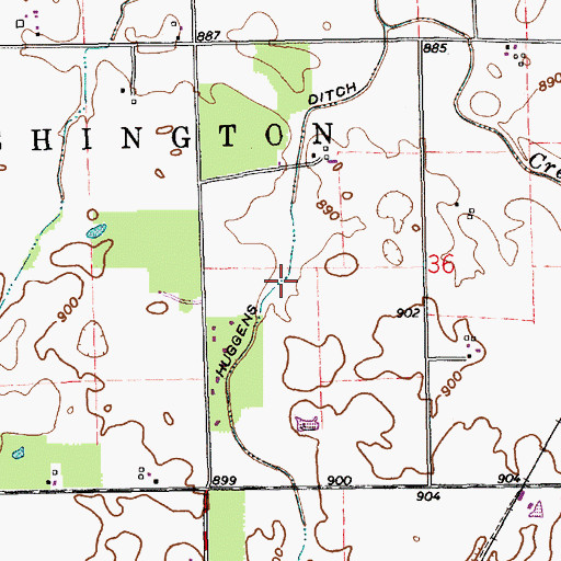 Topographic Map of Huggens Ditch, IN