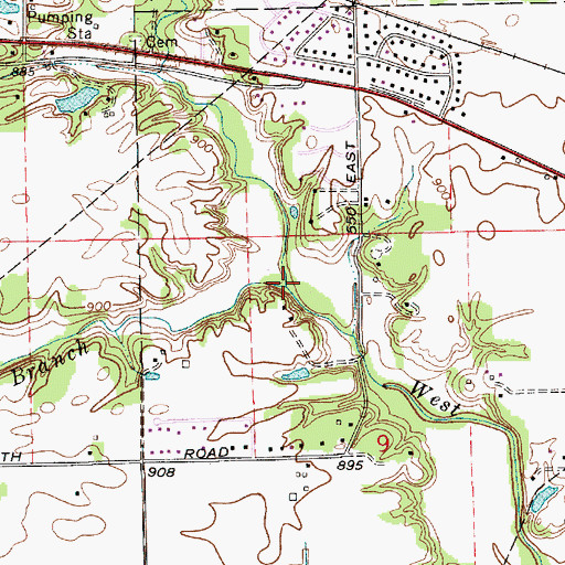 Topographic Map of Hughes Branch, IN