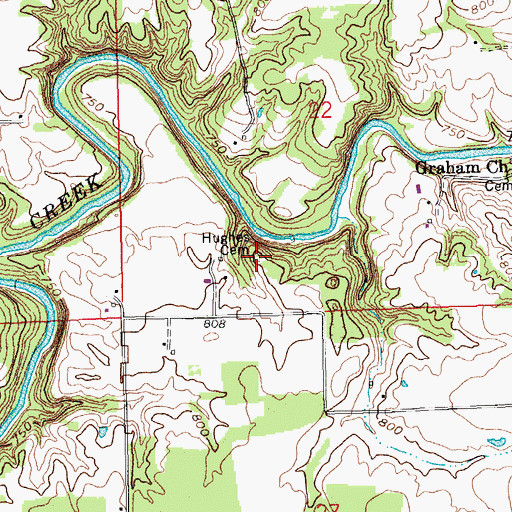 Topographic Map of Hughes Cemetery, IN
