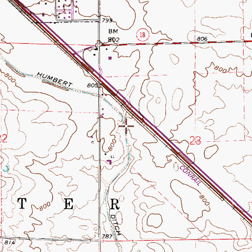 Topographic Map of Humbert Ditch, IN