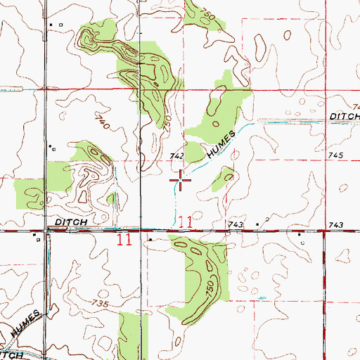 Topographic Map of Humes Ditch, IN