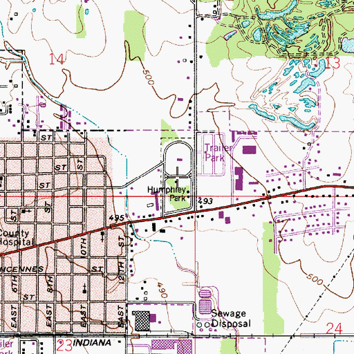 Topographic Map of Humphrey Park, IN