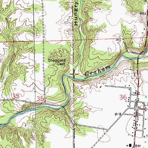 Topographic Map of Hungry Hollow, IN
