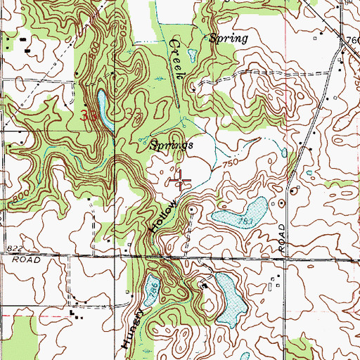 Topographic Map of Hungry Hollow, IN