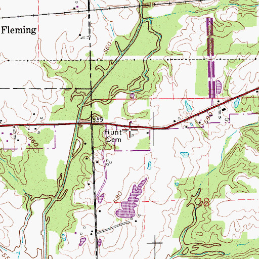 Topographic Map of Hunt Cemetery, IN