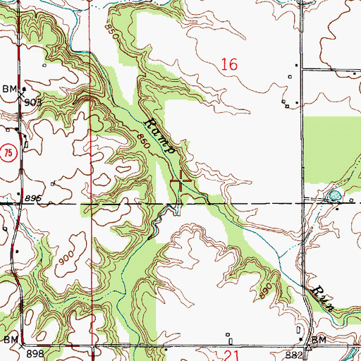 Topographic Map of Hunt Creek, IN