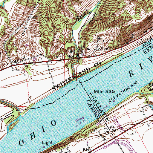 Topographic Map of Hunt Creek, IN
