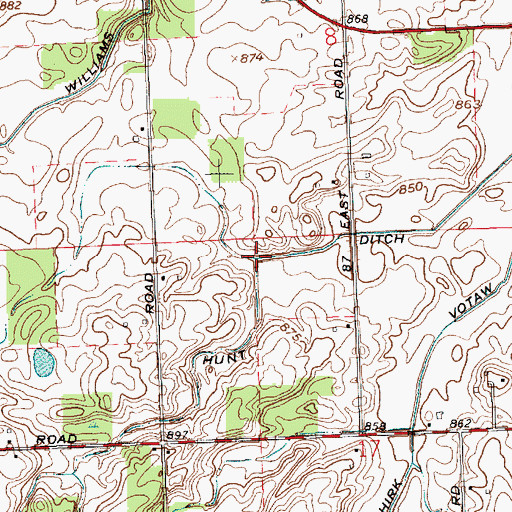 Topographic Map of Hunt Ditch, IN