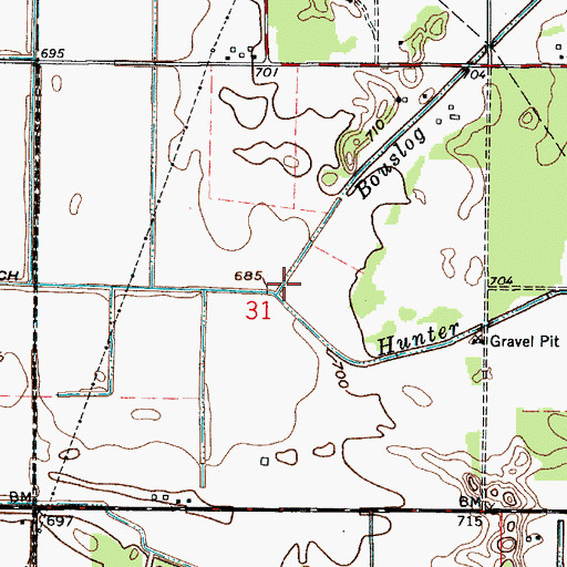 Topographic Map of Hunter Branch, IN
