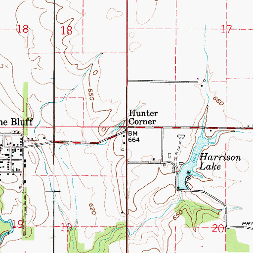 Topographic Map of Hunter Corner, IN
